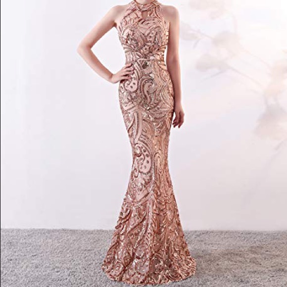 Rose Gold Sequin Gown - Picture 1 of 5